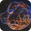 Spaghetti Nebula, two-panel SHO mosaic with RGB stars (42 hours), Jamie Smith