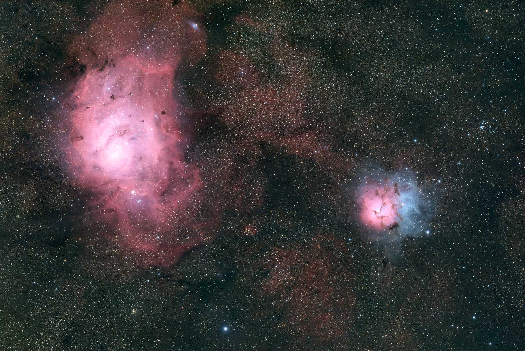 Dark Sky Expedition: Lagoon, Trifid & M21 - what one hour can show