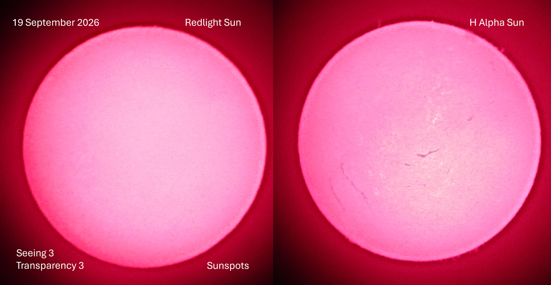 Sun H Alpha and Redlight 19 September 2026