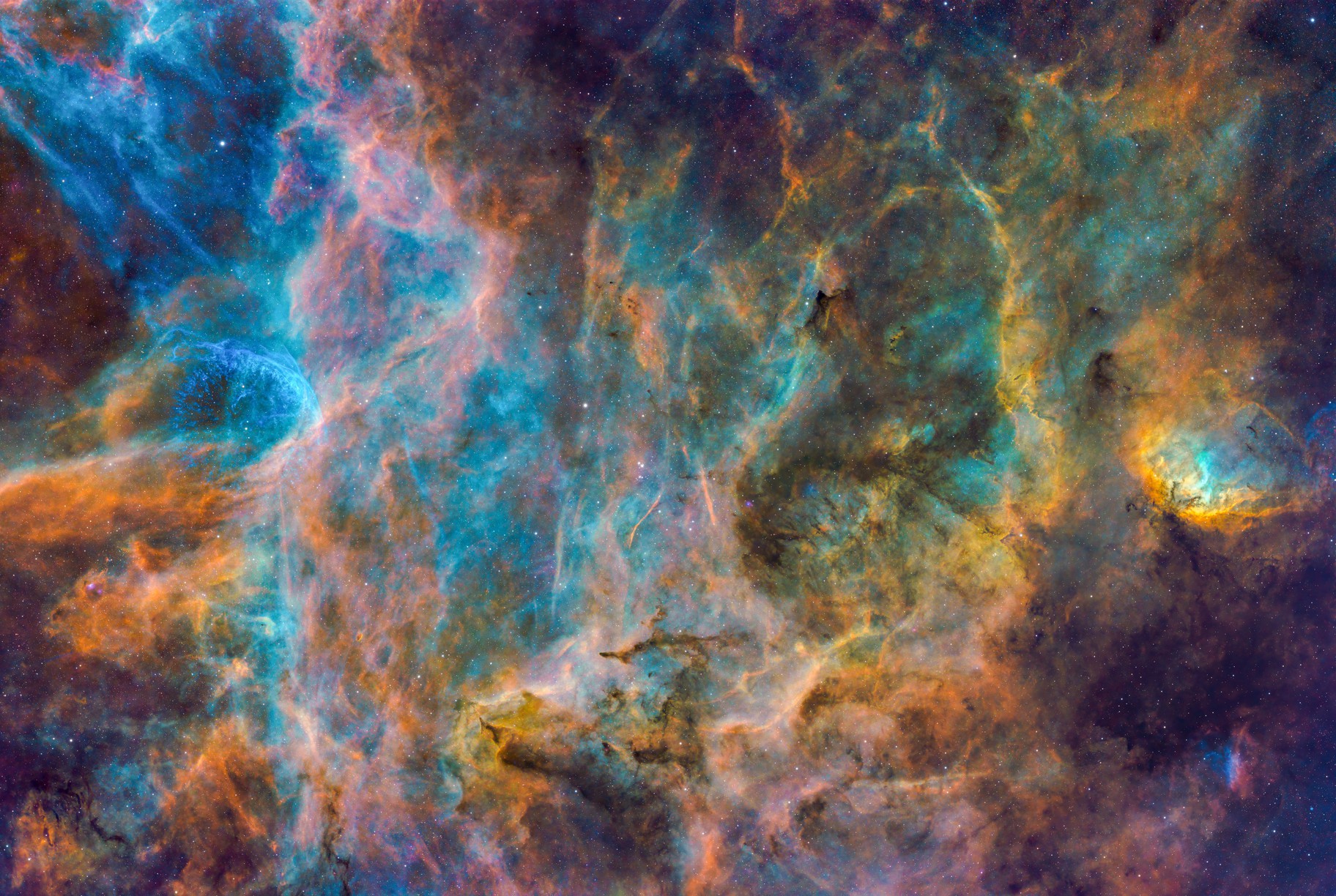 Tulip Nebula region + WR 134 widefield in SHO