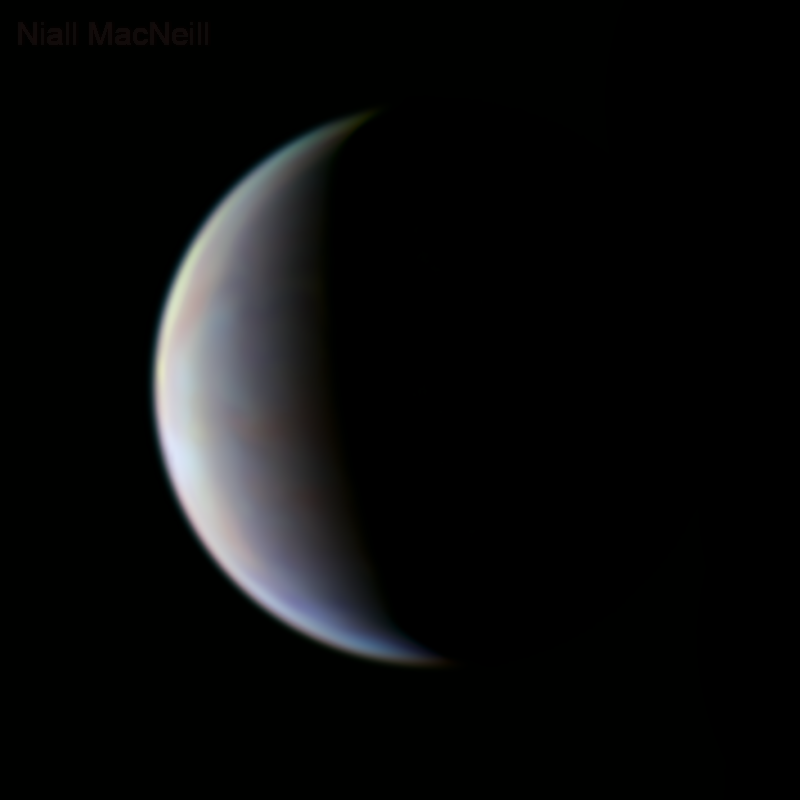 Venus IR(B)UV false colour imaging with a 36.6% illuminated crescent