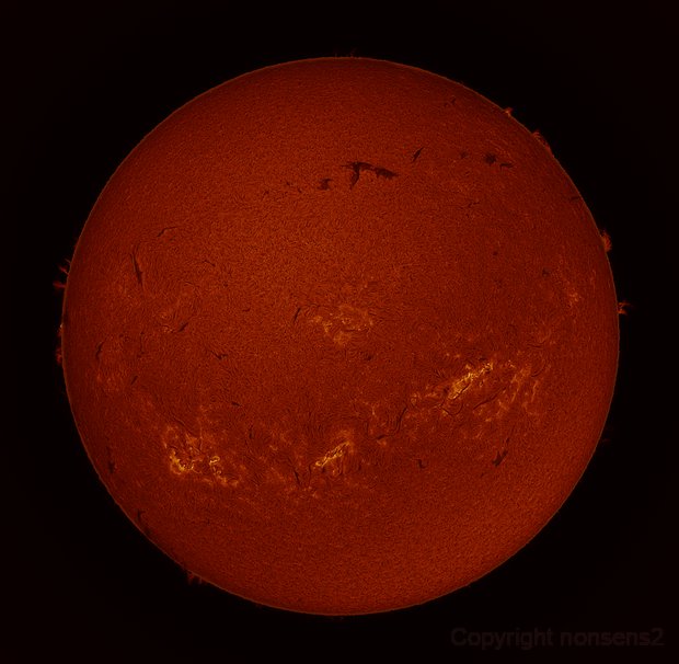 sun full disk in h-alpha taken 27042026